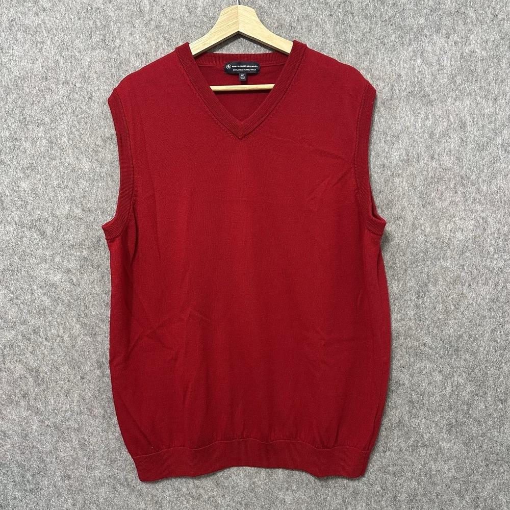 Hart Schaffner Marx Men's Size XLT Red Merino Wool V-Neck Sweater Vest
